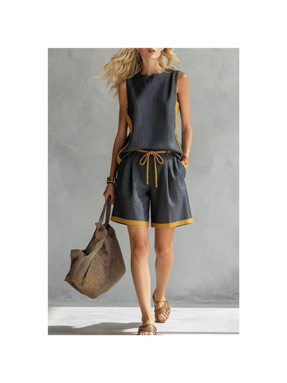 Contrast Trim Tank and Shorts Set